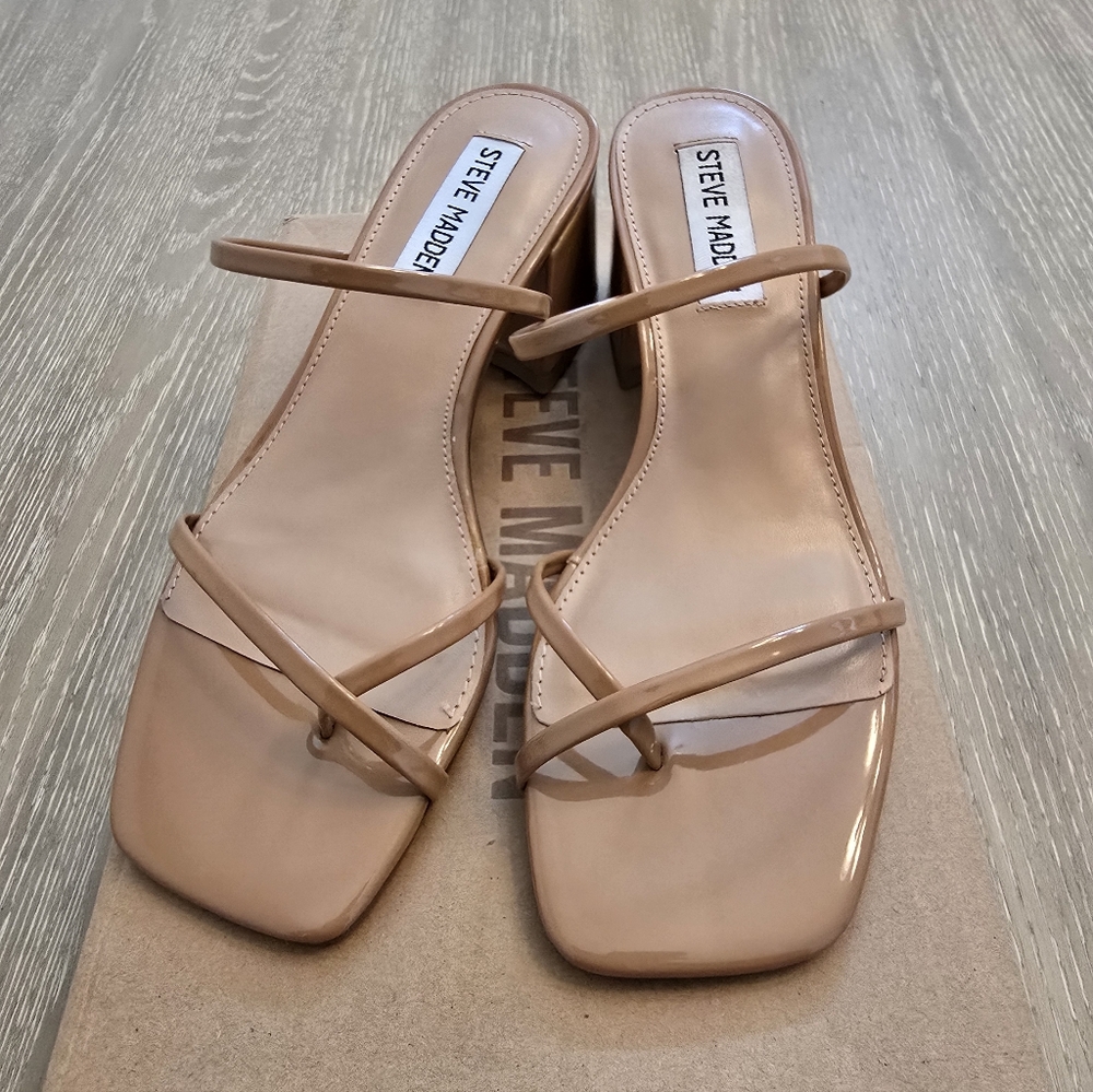 Steve Madden Women's Camel Patent Involved Heeled Sandals Size 6 - Picture 2 of 6
